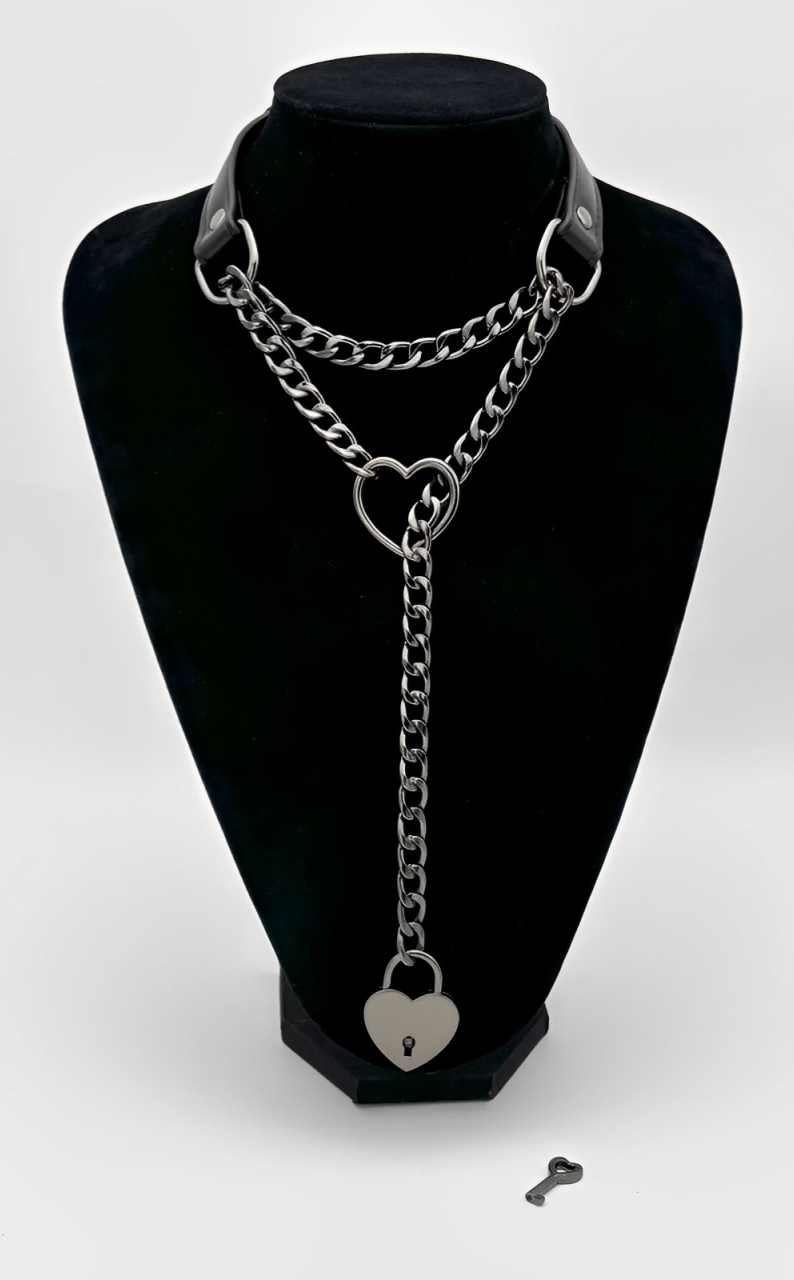 Lock & Key Leather Choker Collar
