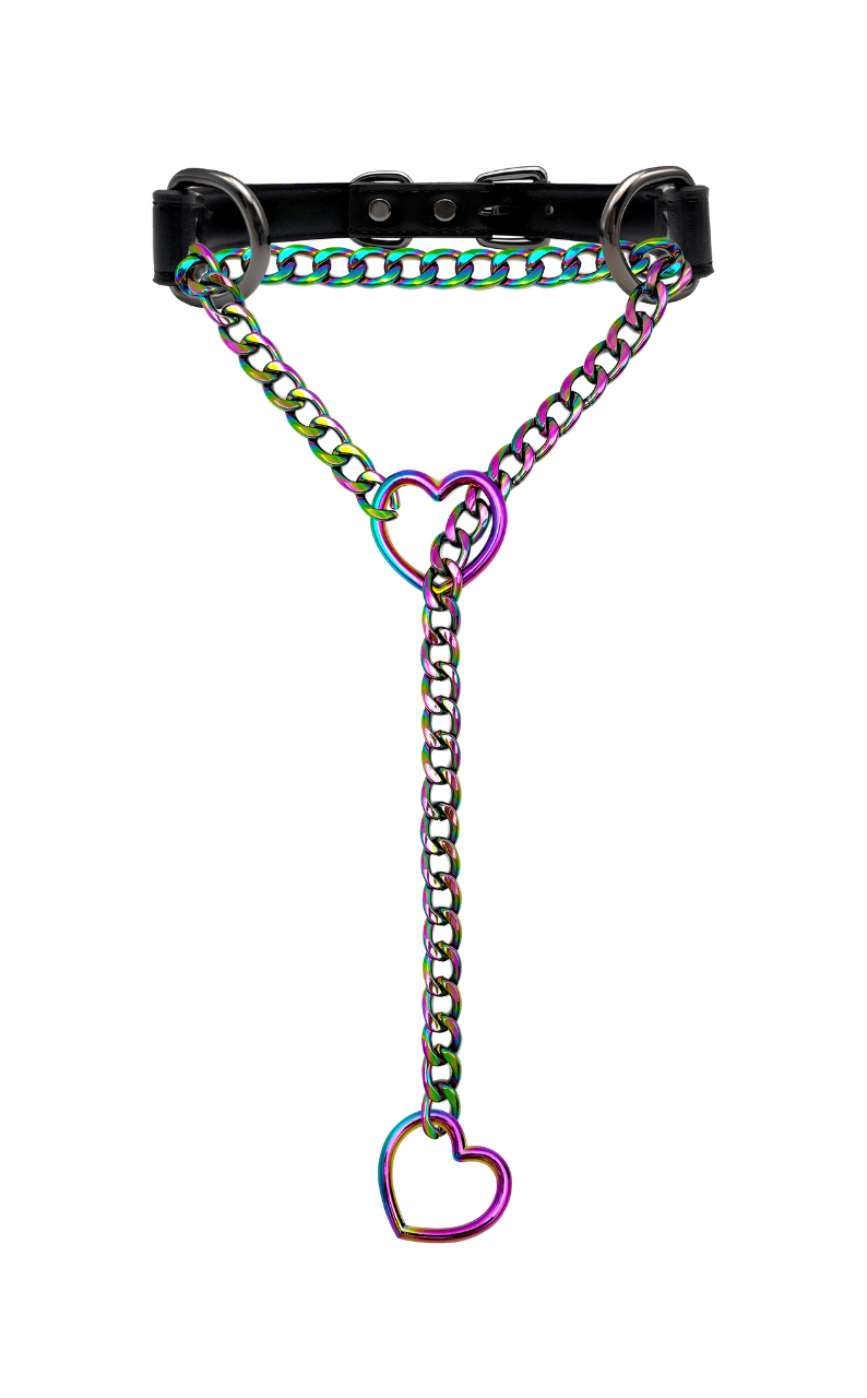 Heart Slip Chain Leather Choker Collar