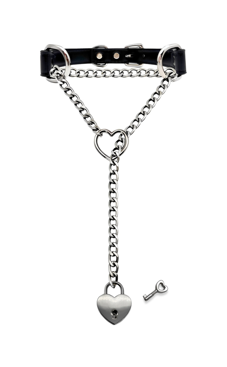 Lock & Key Leather Choker Collar