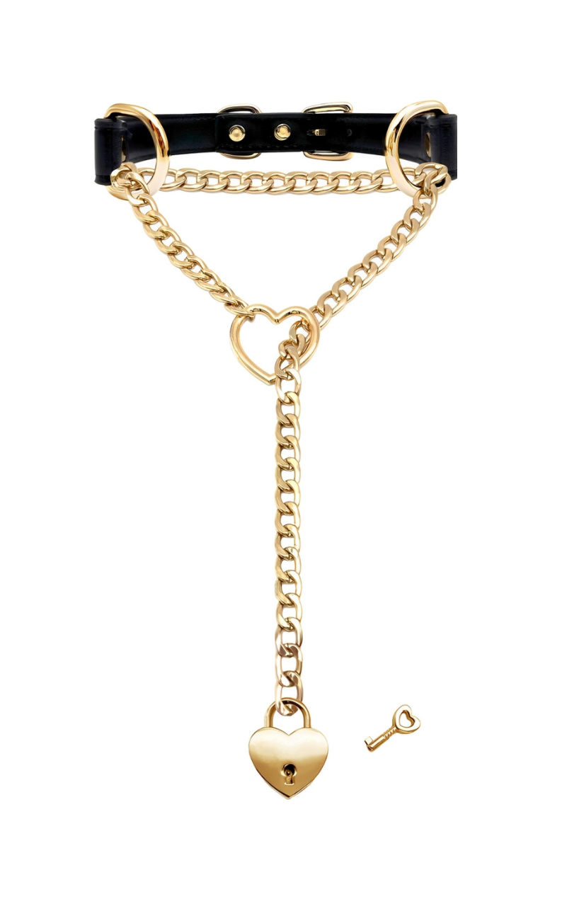 Lock & Key Leather Choker Collar
