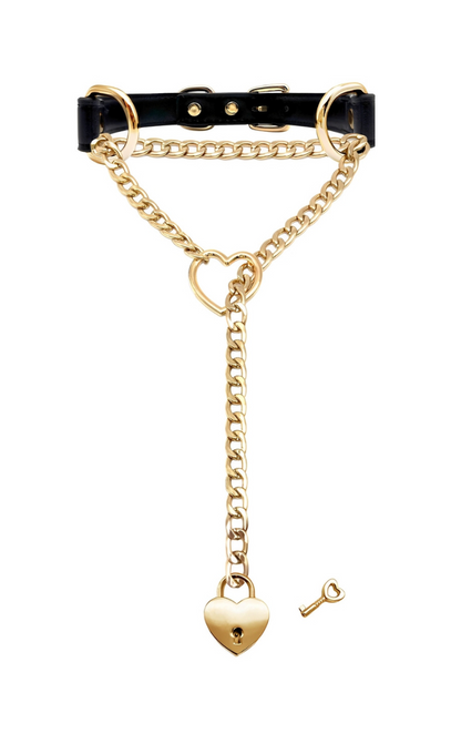 Lock & Key Leather Choker Collar