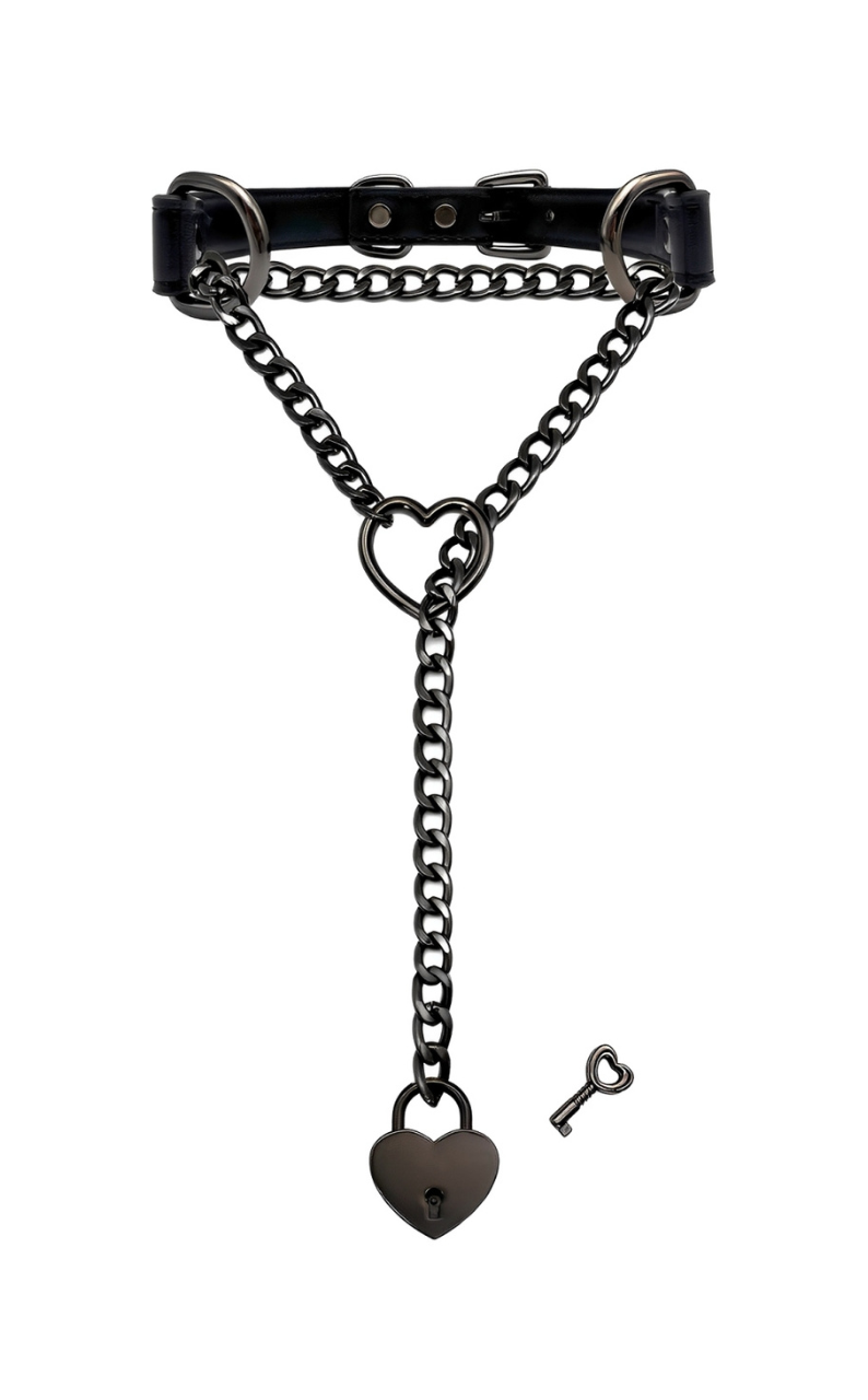Lock & Key Leather Choker Collar