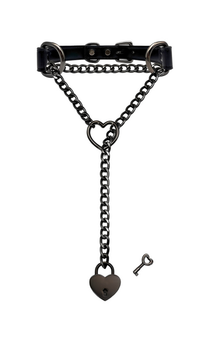 Lock & Key Leather Choker Collar
