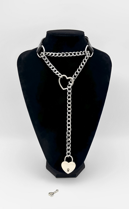 Lock & Key Leather Choker Collar