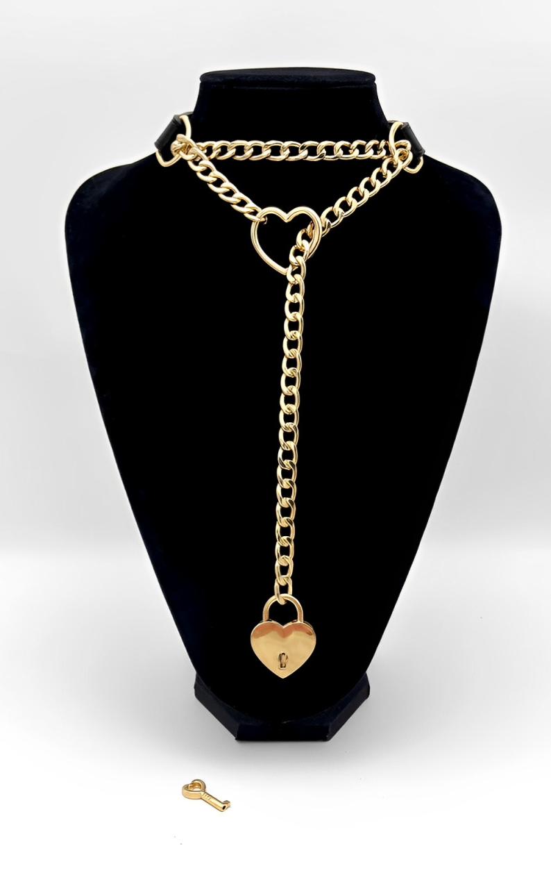 Lock & Key Leather Choker Collar