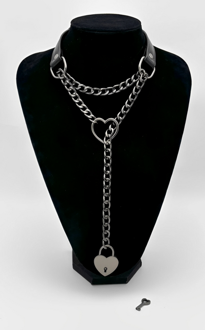 Lock & Key Leather Choker Collar