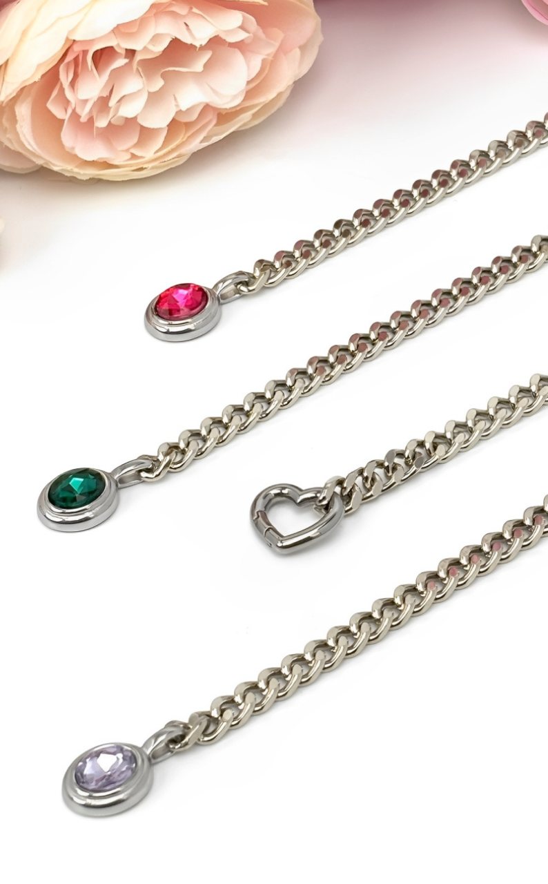 Crystal Charm Slip Chain Choker