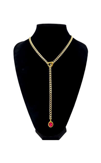 Crystal Charm Slip Chain Choker