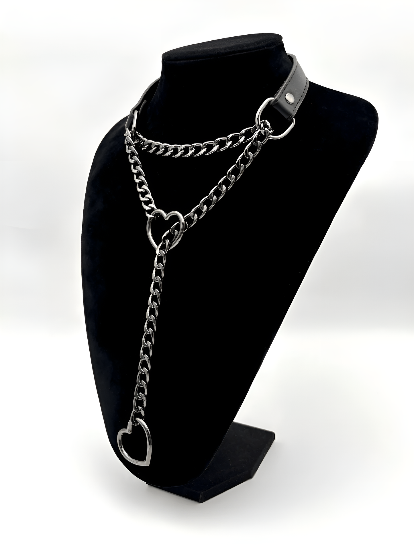 Heart Slip Chain Leather Choker Collar