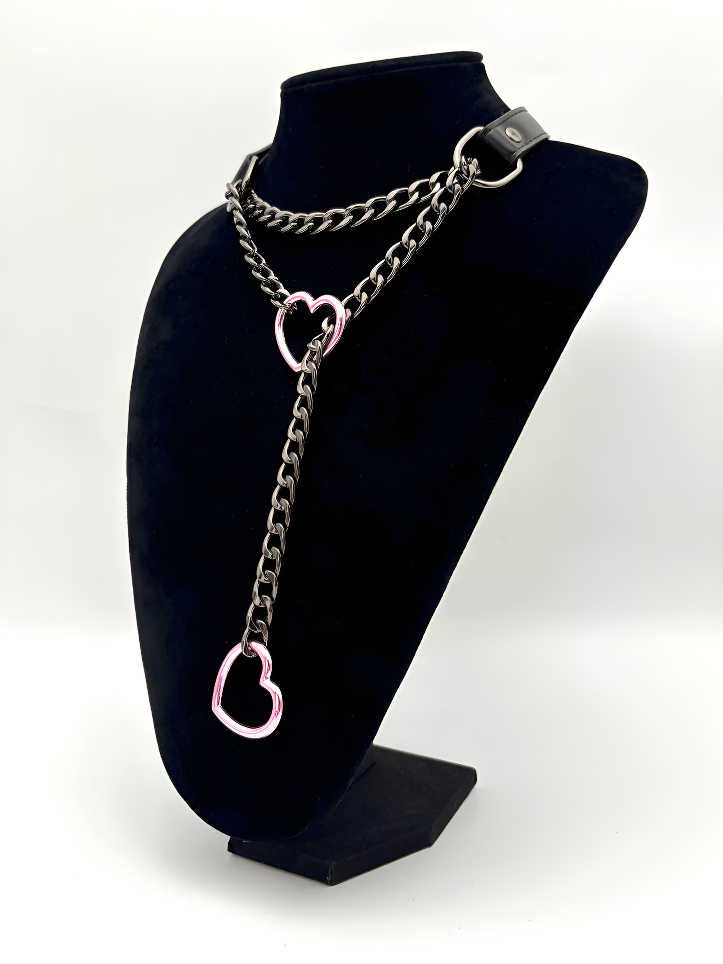 Heart Slip Chain Leather Choker Collar