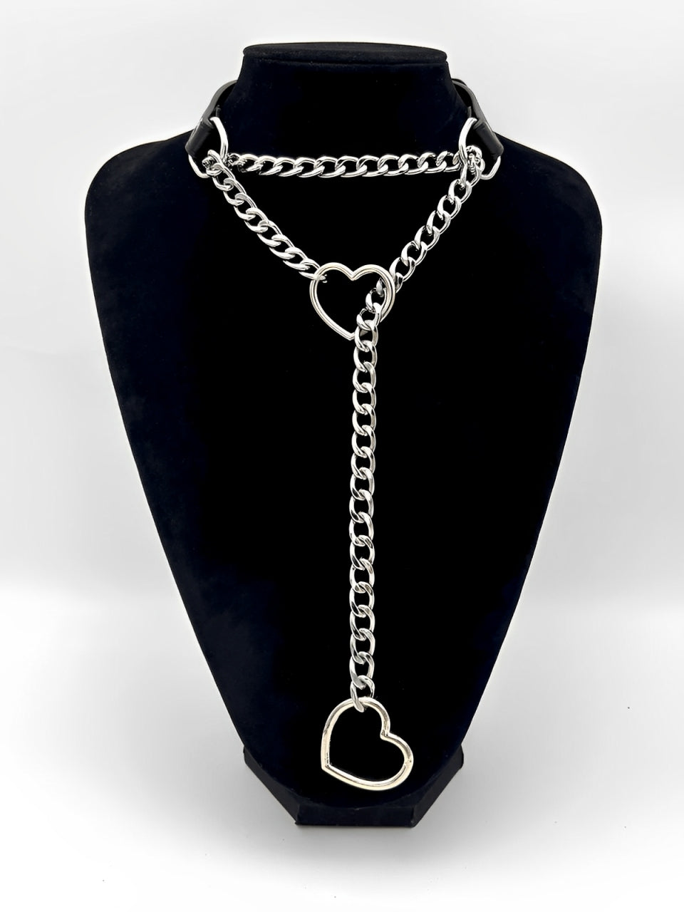 Heart Slip Chain Leather Choker Collar