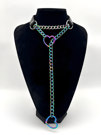 Heart Slip Chain Leather Choker Collar