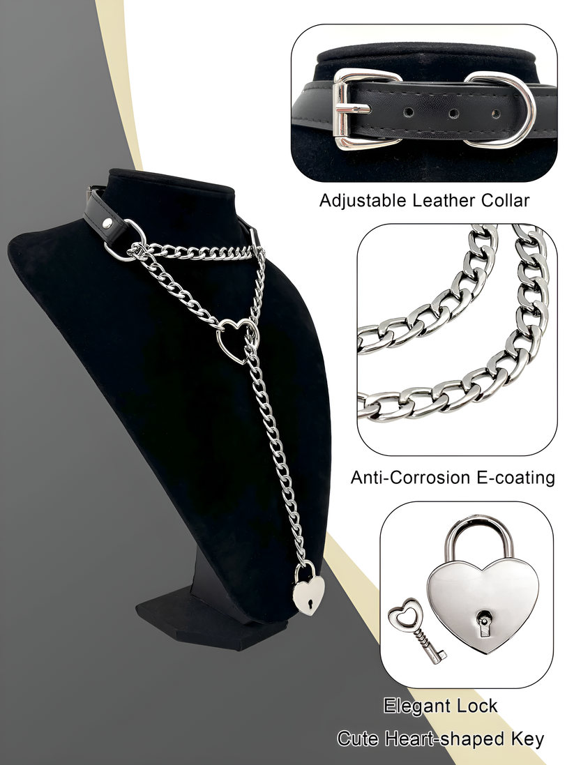 Lock & Key Leather Choker Collar